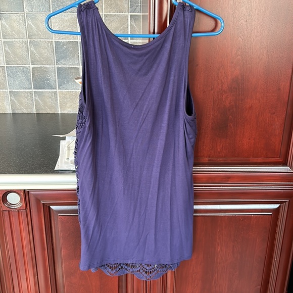 VINTAGE BOHO purple crocheted front top sleeveless size small - Picture 5 of 8